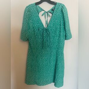 Sugar Lips green polka dot dress with tie back XL